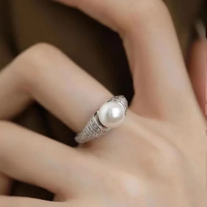 Bague Perle Grise