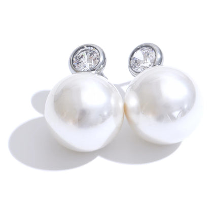 Boucle d'Oreille Grosse Perle Blanche