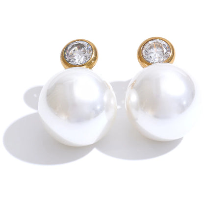 Boucle d'Oreille Grosse Perle Blanche