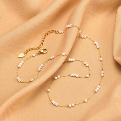 Bijoux Collier Perle Or Et Blanc