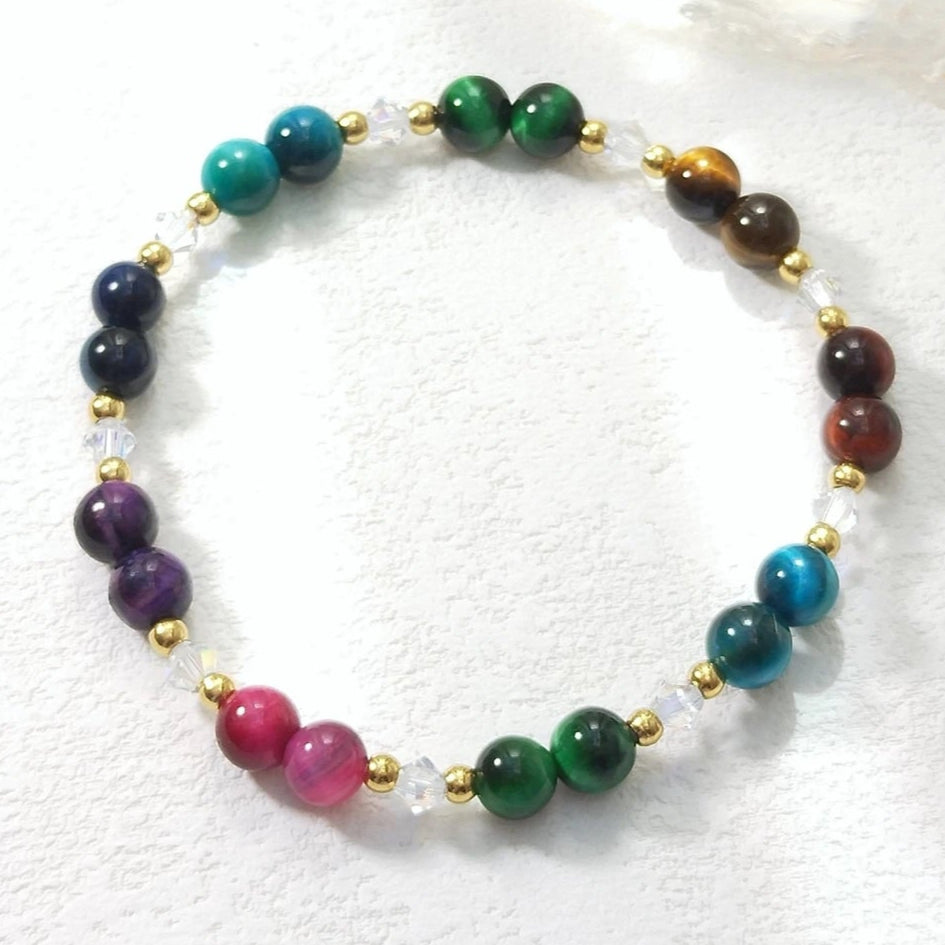 Bracelet Or et Perles de Couleur