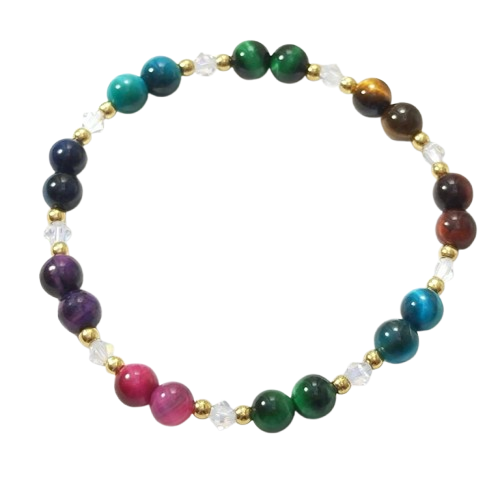 Bracelet Or et Perles de Couleur