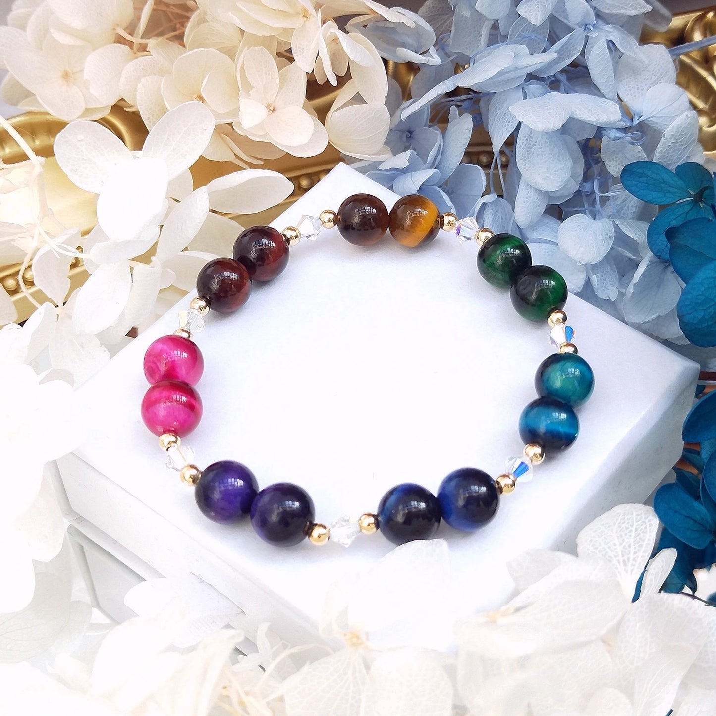 Bracelet Or et Perles de Couleur