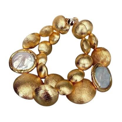 Bracelet Perle Blanche et Or