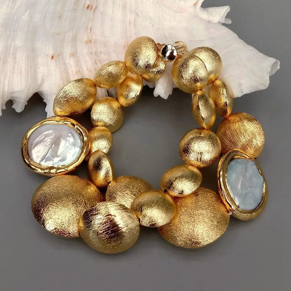 Bracelet Perle Blanche et Or