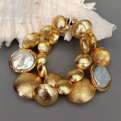 Bracelet Perle Blanche et Or