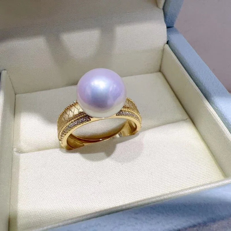 Bague Or Perle de Culture Blanche