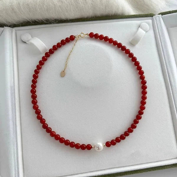 Collier Perles Rouge