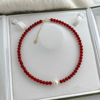 Collier Perles Rouge