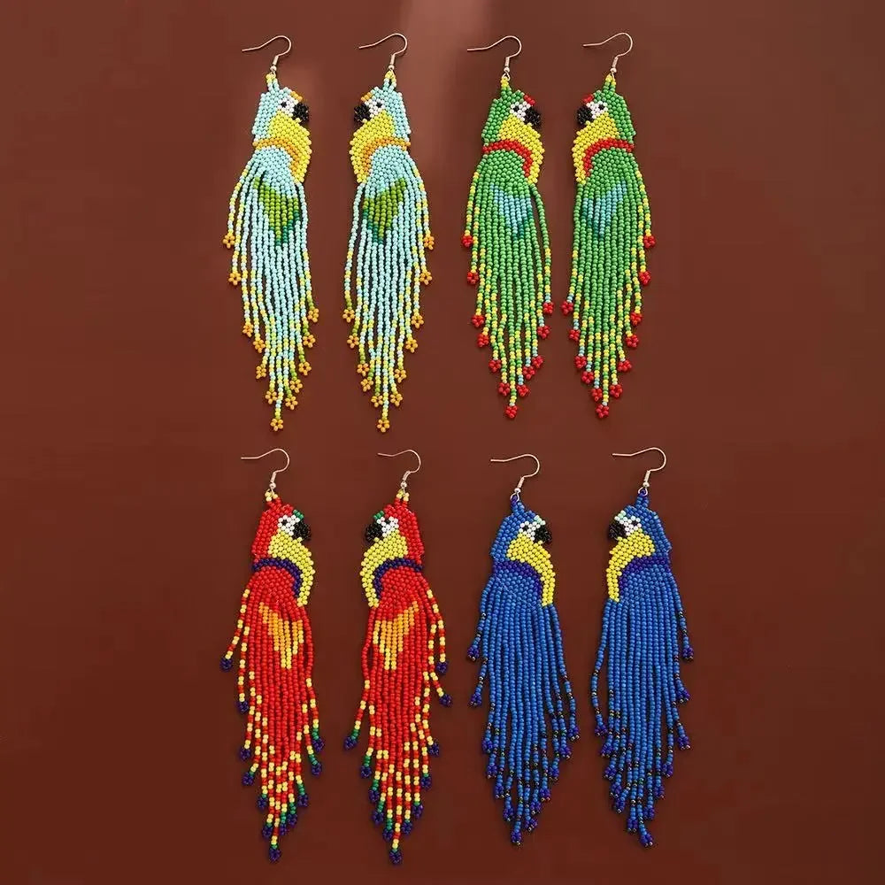 Boucles d'Oreilles Perroquet Perles