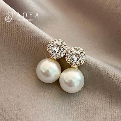 Boucle d'Oreille Perle et Brillant