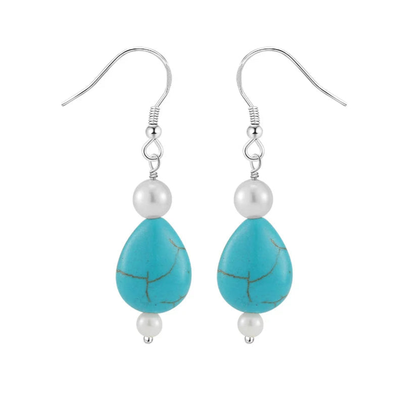 Boucle d'Oreille Perle Bleu
