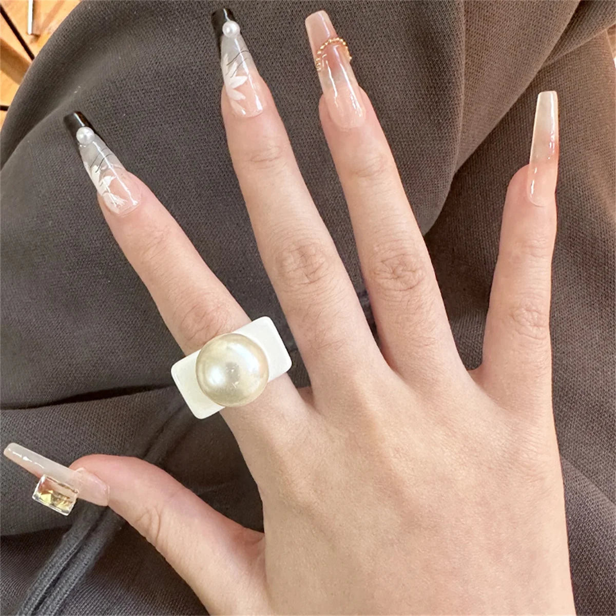Bague Perle Resine