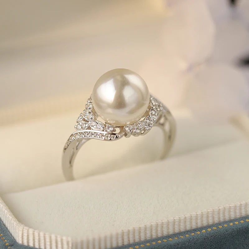 Bague Argent Perle Blanche