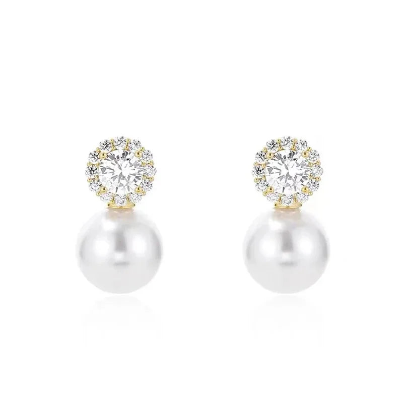 Boucle d'Oreille Perle et Brillant