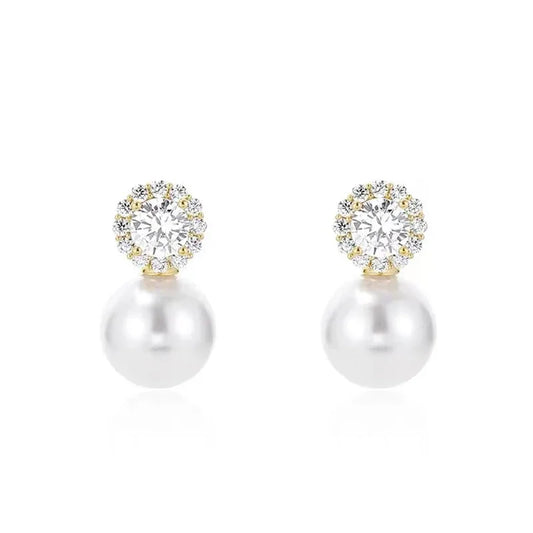 Boucle d'Oreille Perle et Brillant
