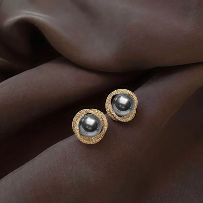 Boucle d'Oreille Perle Grise