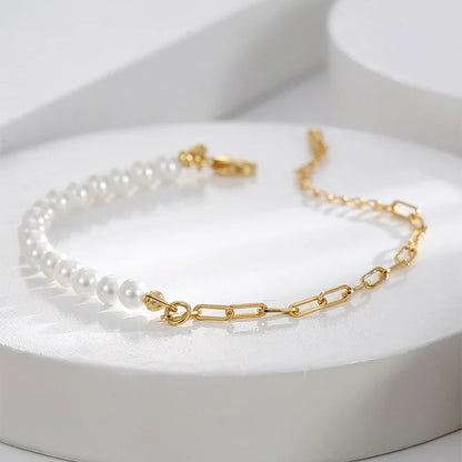 Collier Moitié Perle Moitié Chaine