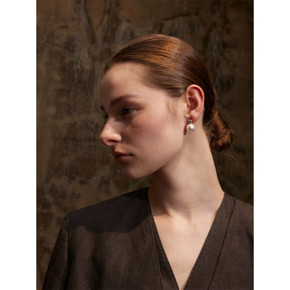 Boucle d'Oreille Grosse Perle Blanche