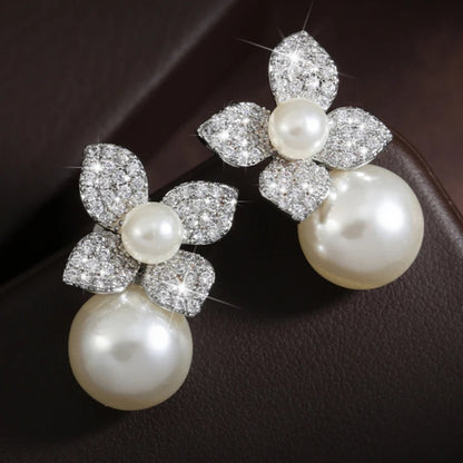 Boucles d'Oreilles Fleurs & Perles