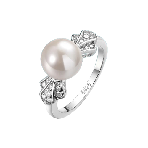 Bague Argent Perle Blanche