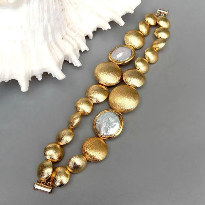 Bracelet Perle Blanche et Or