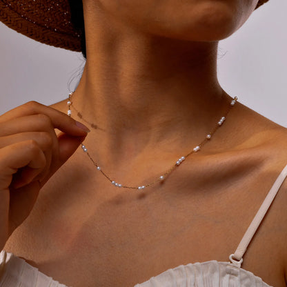 Bijoux Collier Perle Or Et Blanc