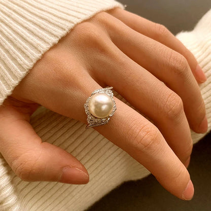 Bague Argent Perle Blanche