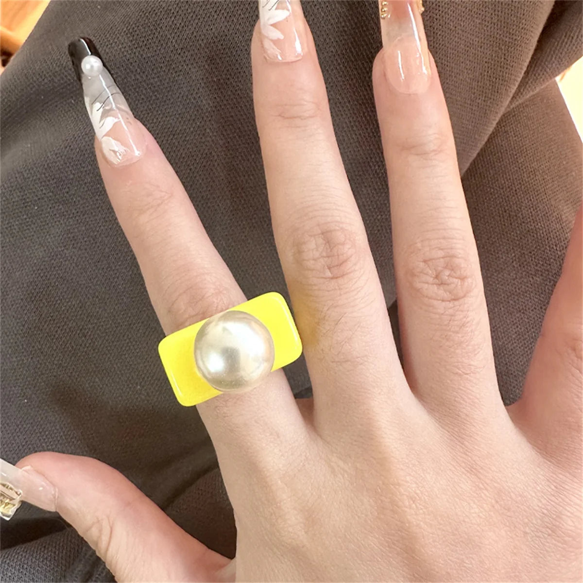 Bague Perle Resine