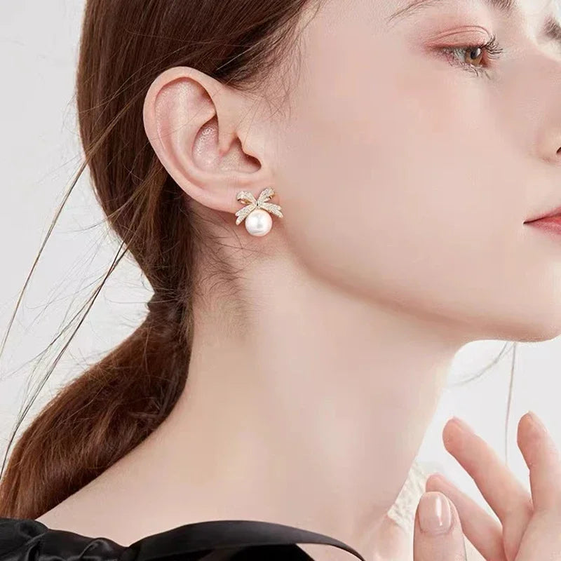 Boucle d'Oreille Noeud Perle