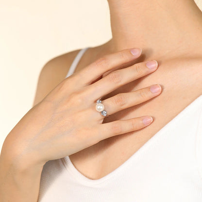Bague Argent Perle Blanche