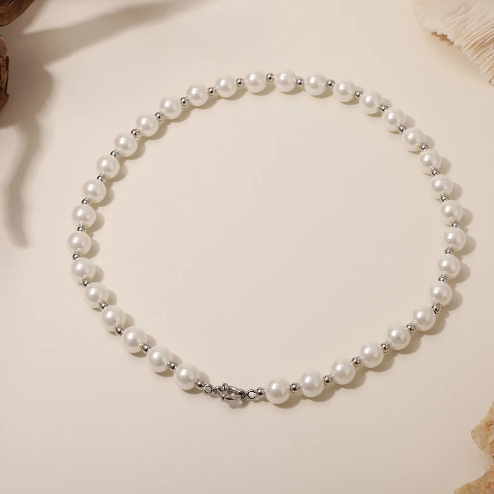 Collier Acier Inoxydable Perles