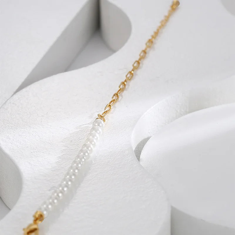 Collier Moitié Perle Moitié Chaine