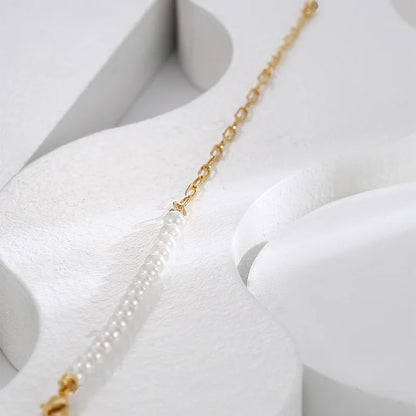 Collier Moitié Perle Moitié Chaine