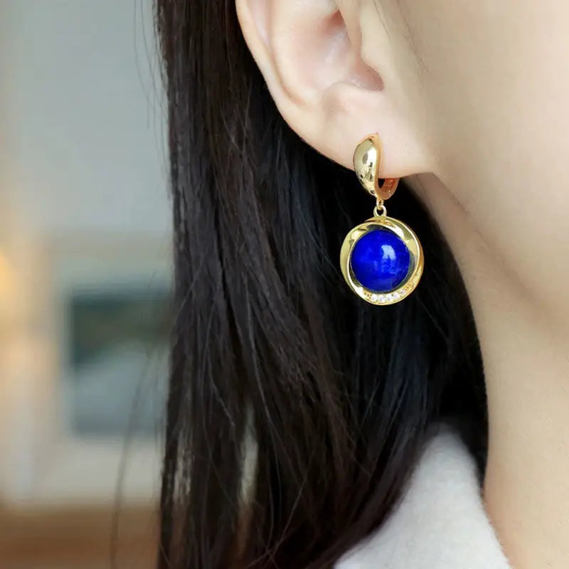 Boucle d'Oreille Perle Bleu Marine