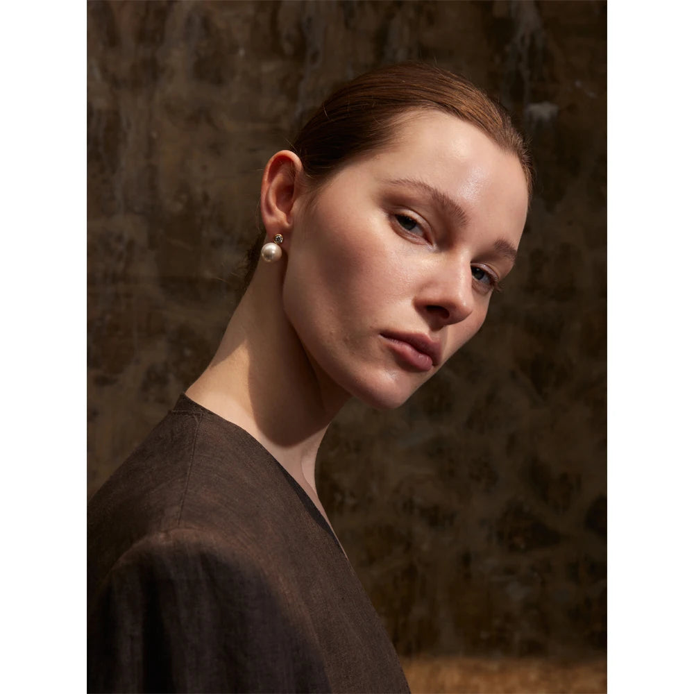 Boucle d'Oreille Grosse Perle Blanche