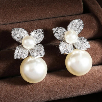 Boucles d'Oreilles Fleurs & Perles