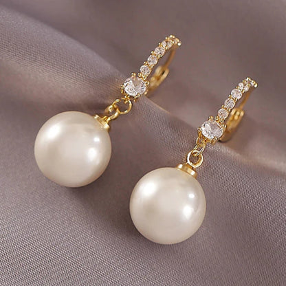 Boucle d'Oreille Perle Blanche