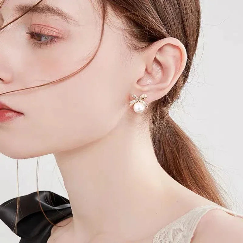 Boucle d'Oreille Noeud Perle