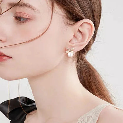 Boucle d'Oreille Noeud Perle