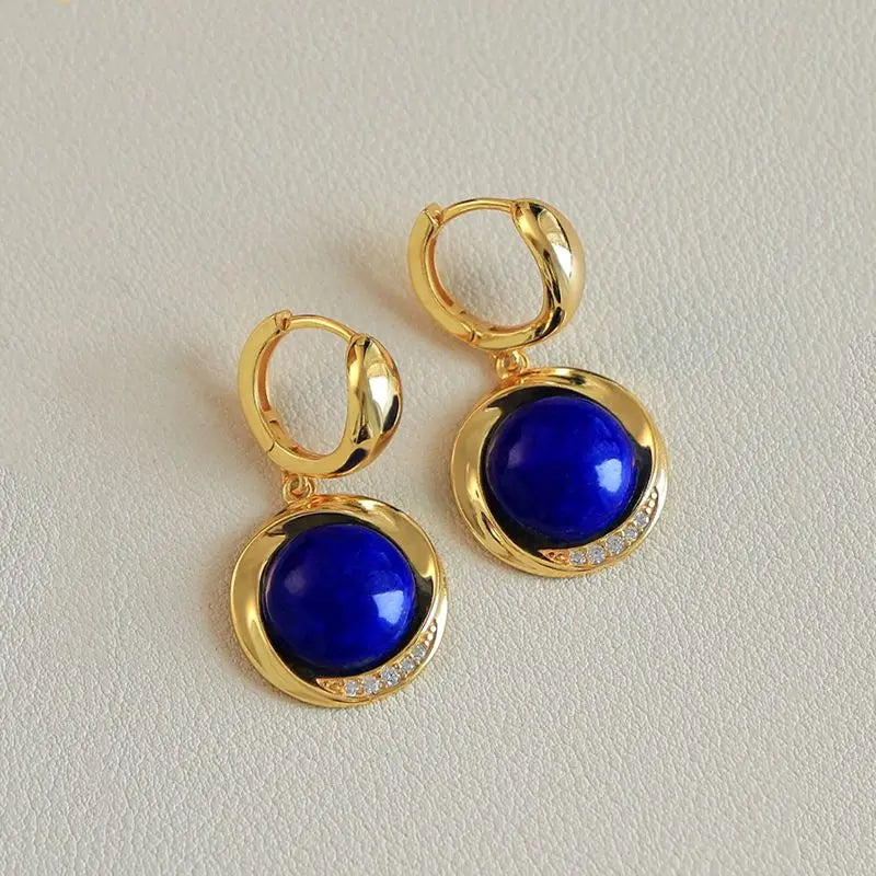 Boucle d'Oreille Perle Bleu Marine
