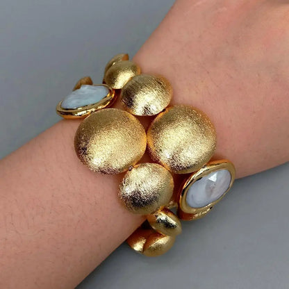 Bracelet Perle Blanche et Or