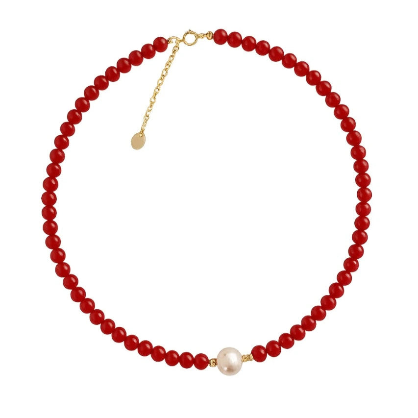 Collier Perles Rouge