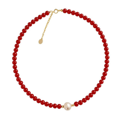 Collier Perles Rouge