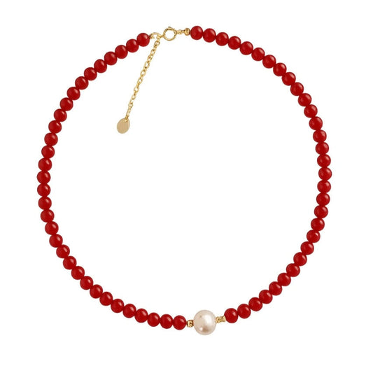 Collier Perles Rouge