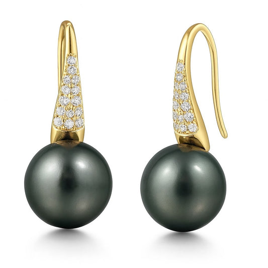 Boucle d'Oreille Perle d'Eau Douce Noire