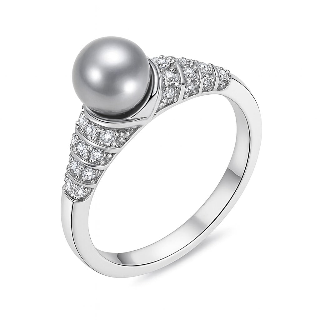 Bague Perle Grise