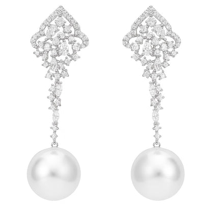 Boucle d'Oreille Perle et Diamant