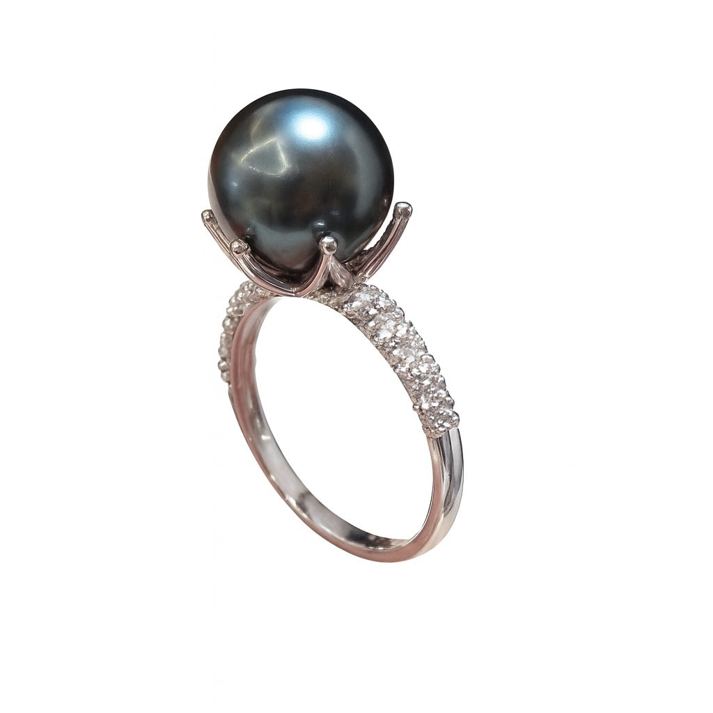 Bague Or Blanc et Perle de Tahiti