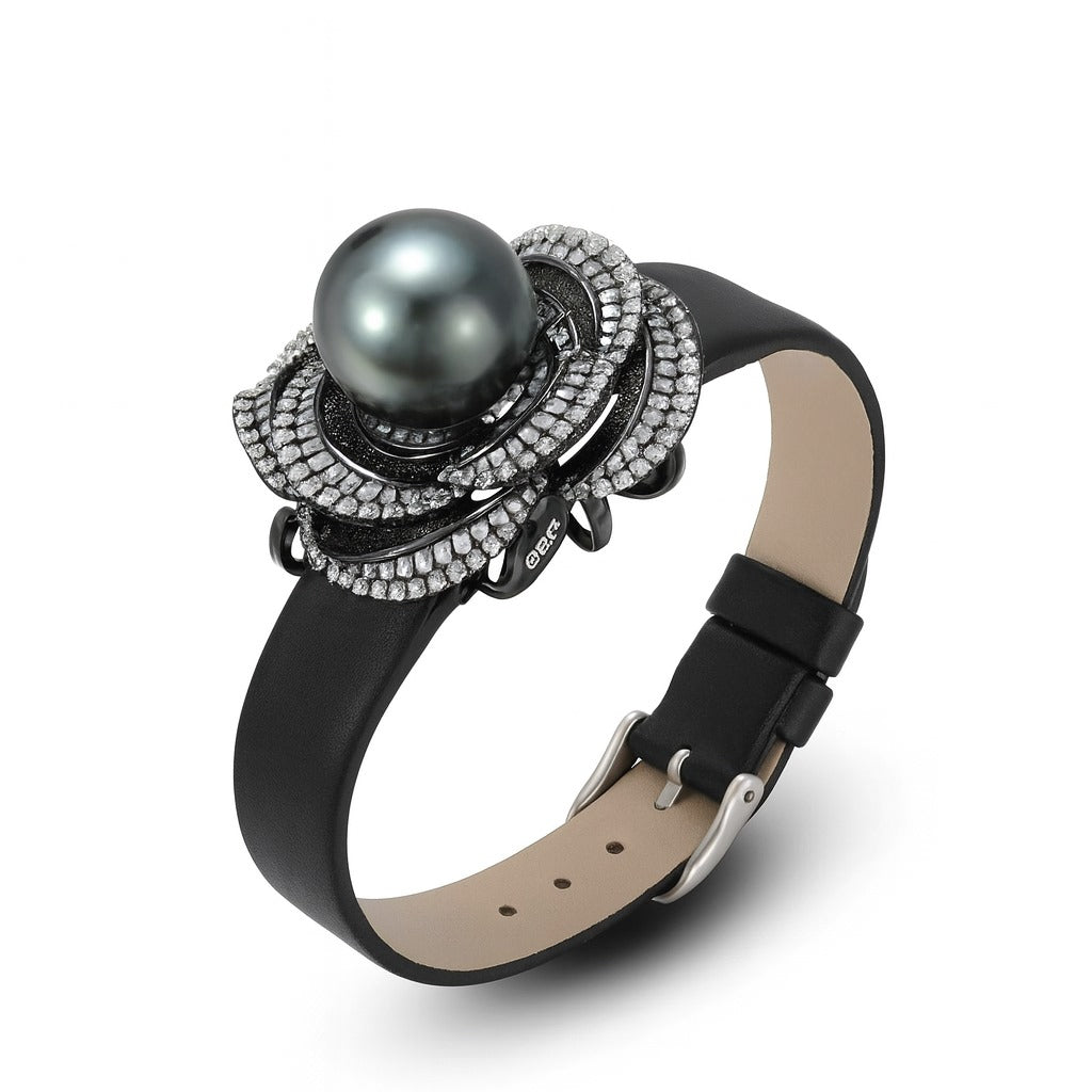 Bracelet Cuir Et Perle De Tahiti